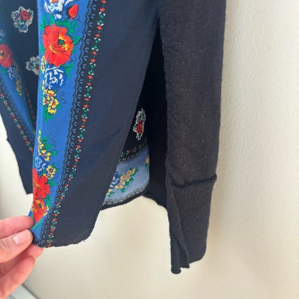 Tory Burch Navy Floral-Print Short-Sleeve Sheath Dress with Blue Trim - Picture 7 of 10